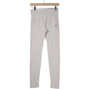 Cream Yoga High Waisted Seamless Ribbed Leggings Cream Off-White Size Small